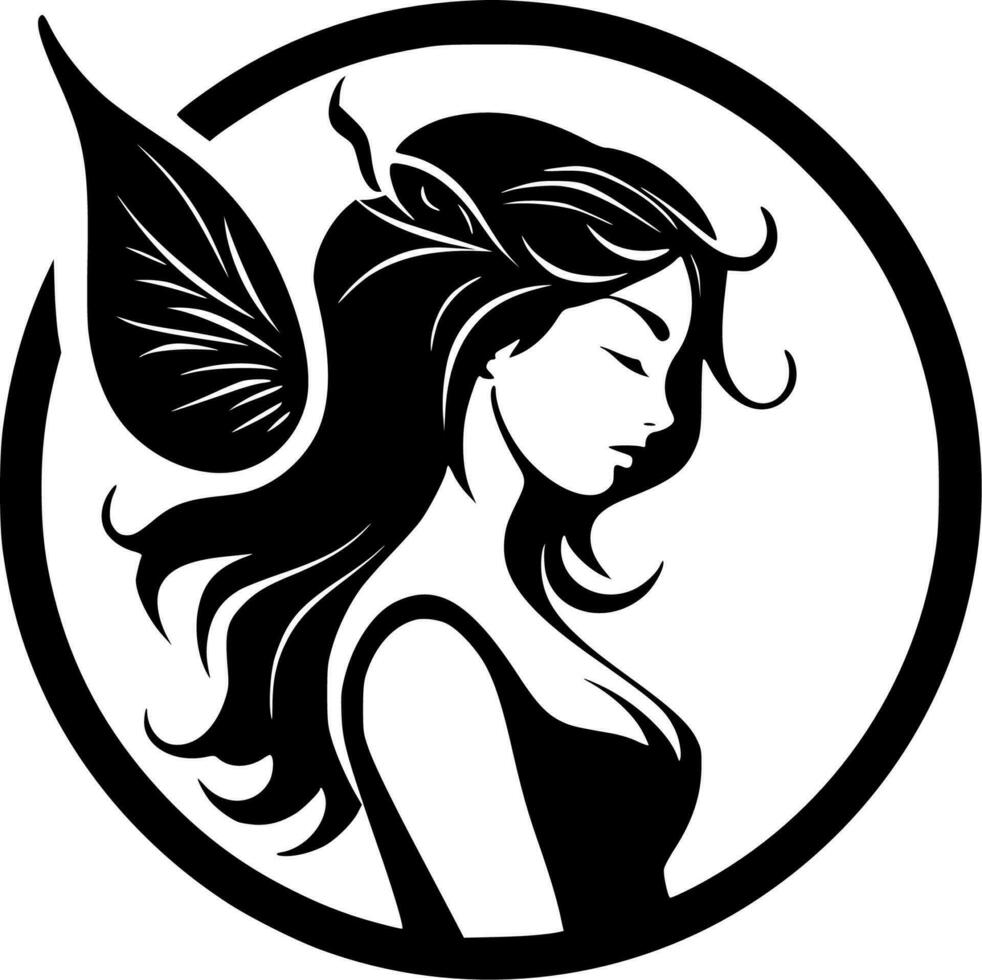 Fairy, Black and White Vector illustration