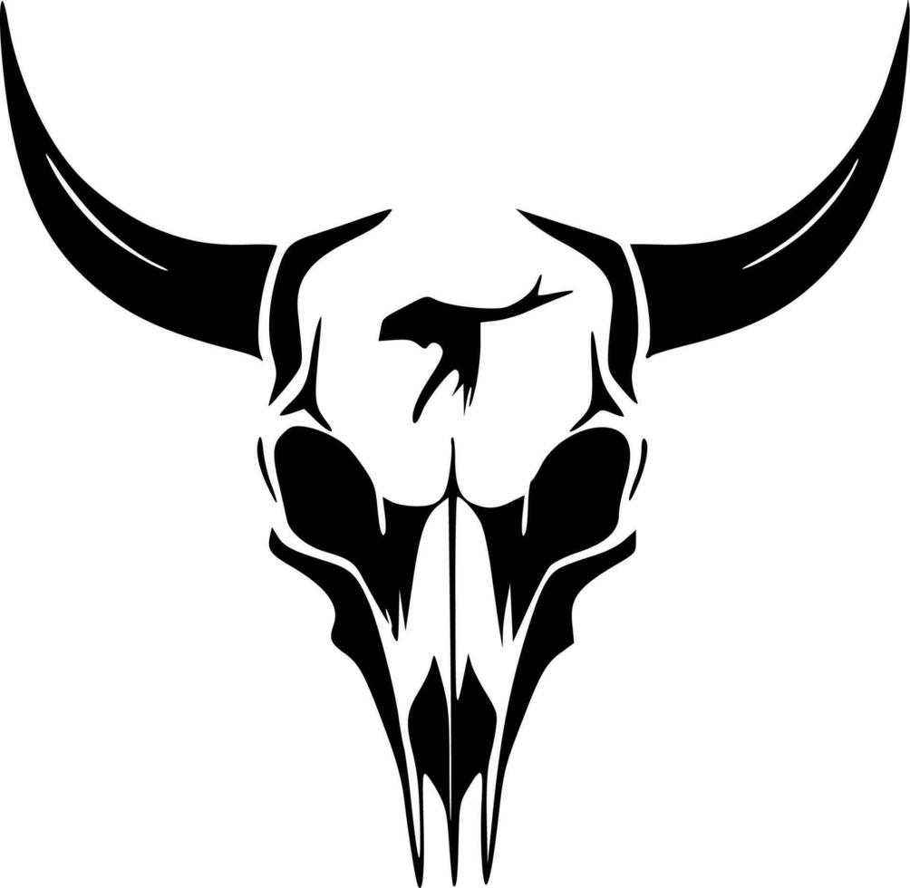 Cow Skull, Black and White Vector illustration