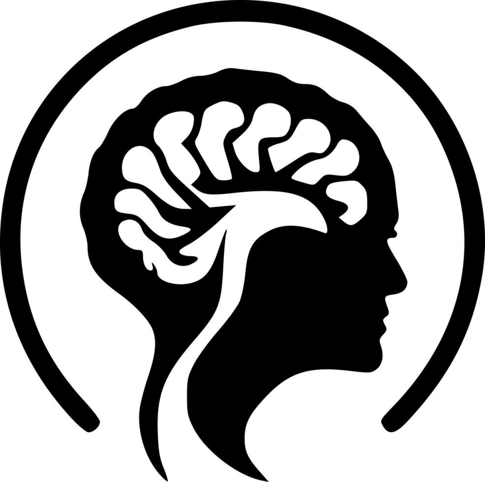 Brain, Black and White Vector illustration