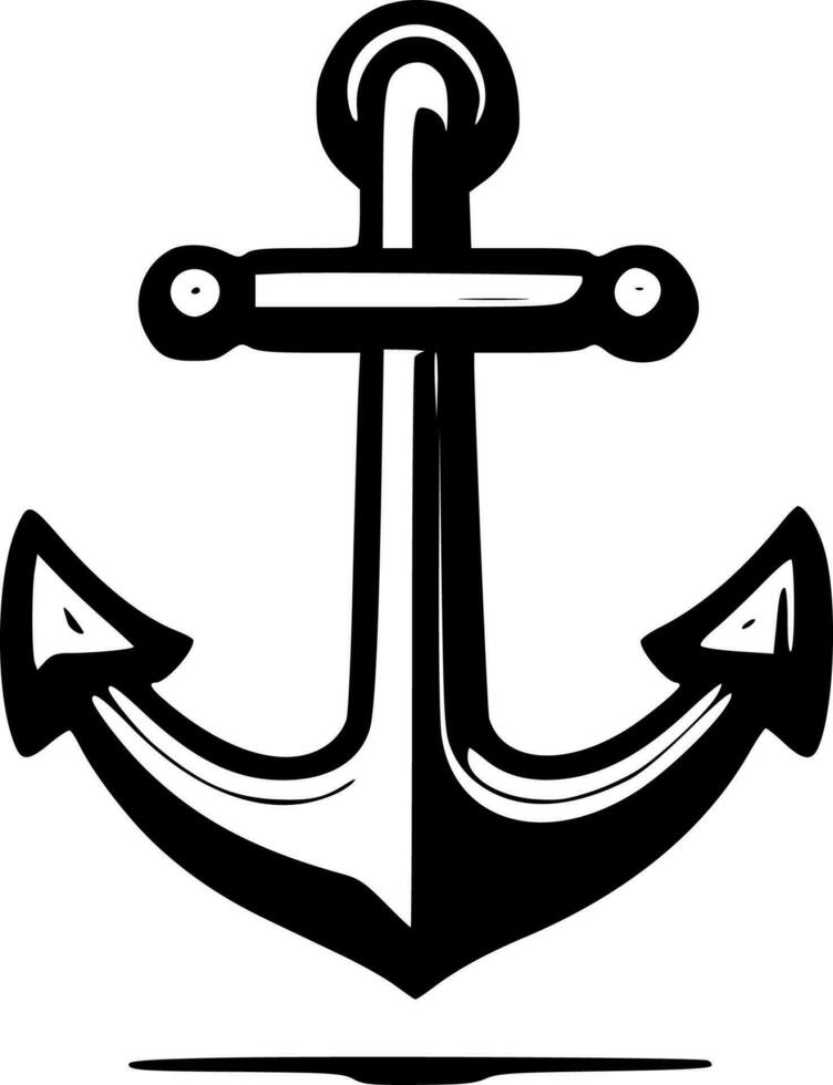 Anchor - Black and White Isolated Icon - Vector illustration