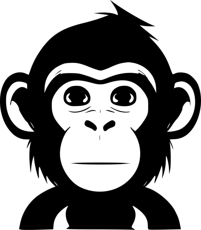 Monkey, Black and White Vector illustration