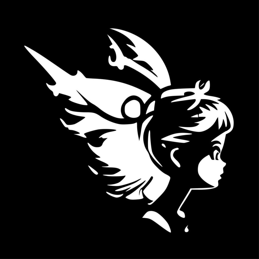 Fairy, Black and White Vector illustration