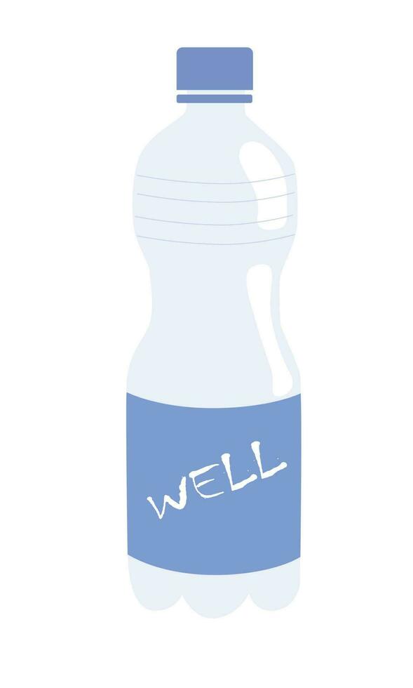 Empty water bottle vector. Plastic waste concept. Empty plastic bottle clipart. Flat vector in cartoon style isolated on white background.