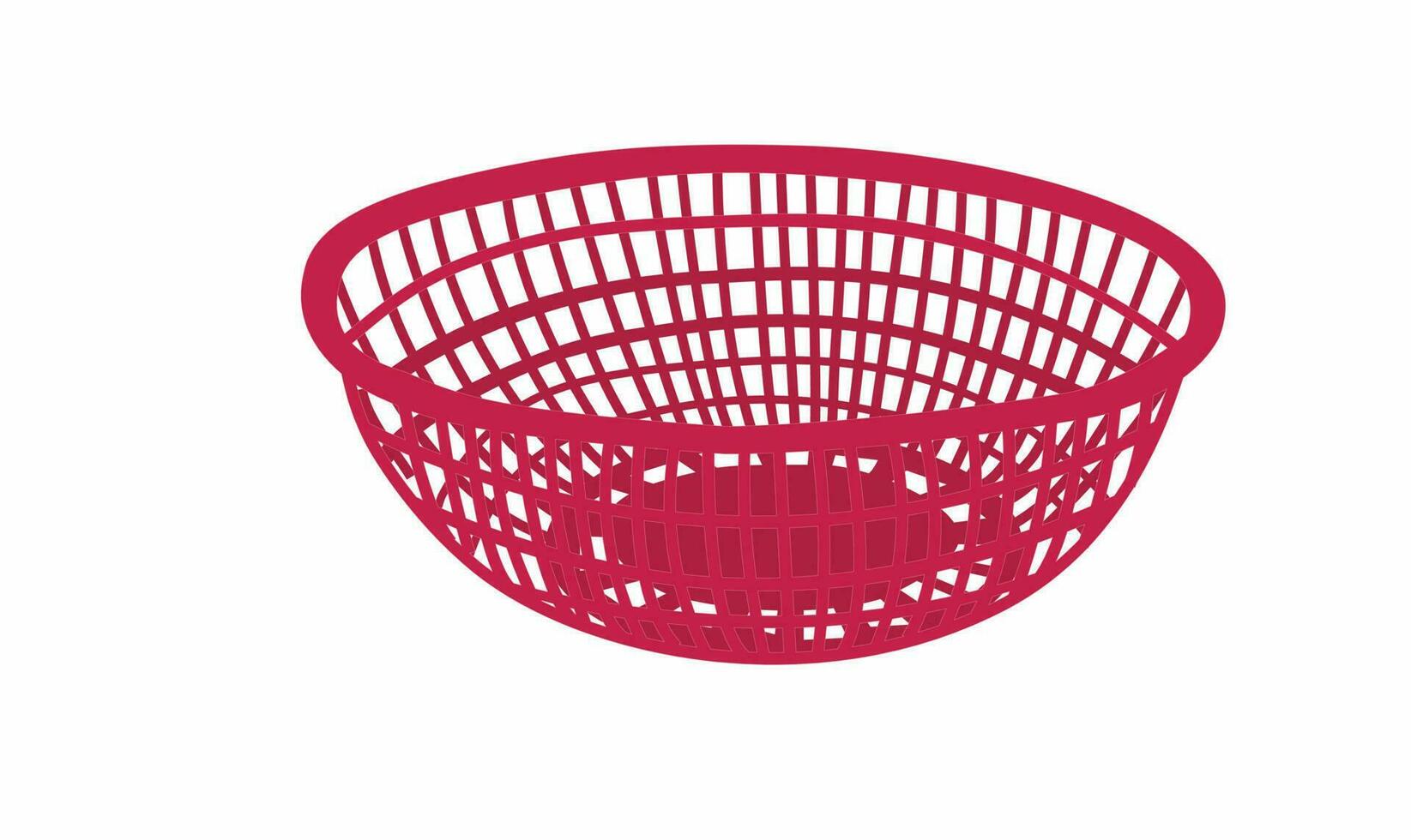 Red plastic basket vector illustration. Plastic product. Kitchen tool concept.  Flat vector in cartoon style isolated on white background.