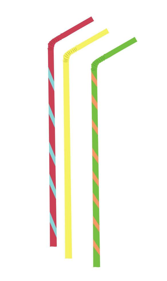 Color straws vector set.  Flat vector in cartoon style isolated on white background.