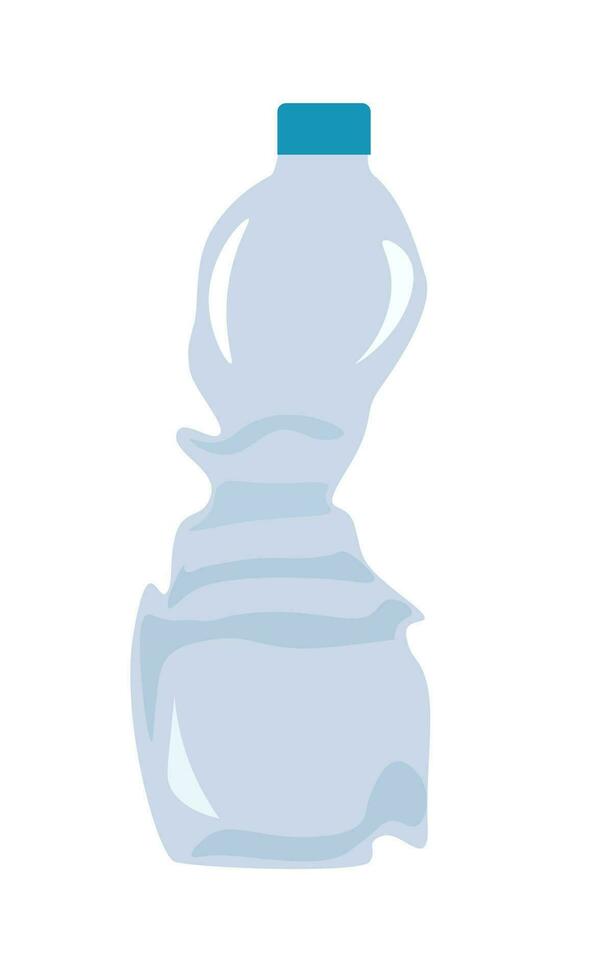 Empty water bottle vector. Plastic waste concept. Empty plastic bottle clipart. Flat vector in cartoon style isolated on white background.