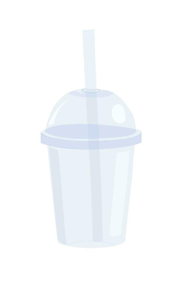 One time plastic cup vector illustration. Plastic waste. Plastic cup for milktea, fruit juice. Flat vector in cartoon style isolated on white background.