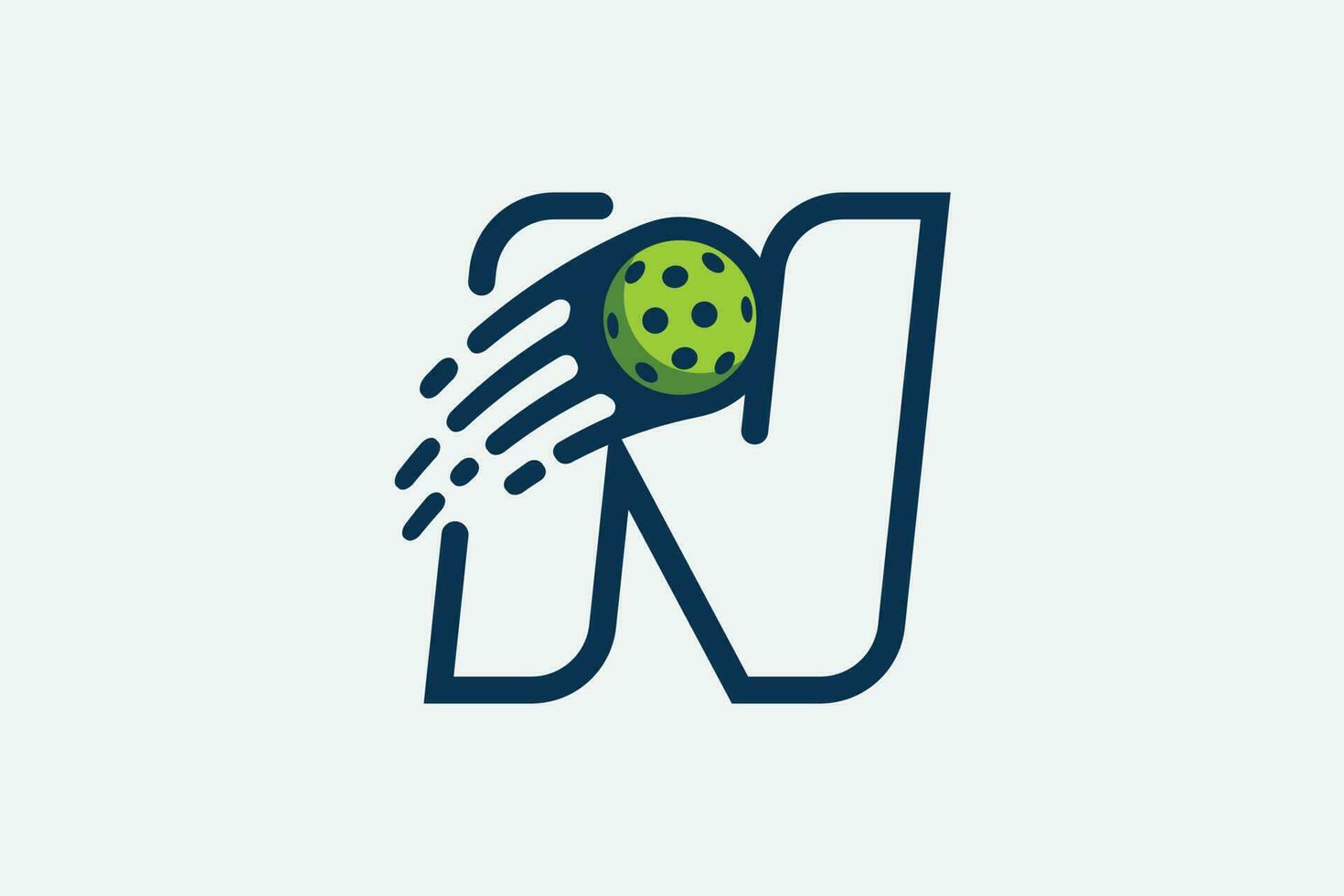 pickleball logo con un combinación de letra norte y un Moviente pelota en línea estilo para ninguna negocio especialmente pickleball tiendas, pickleball capacitación, clubs, etc. vector