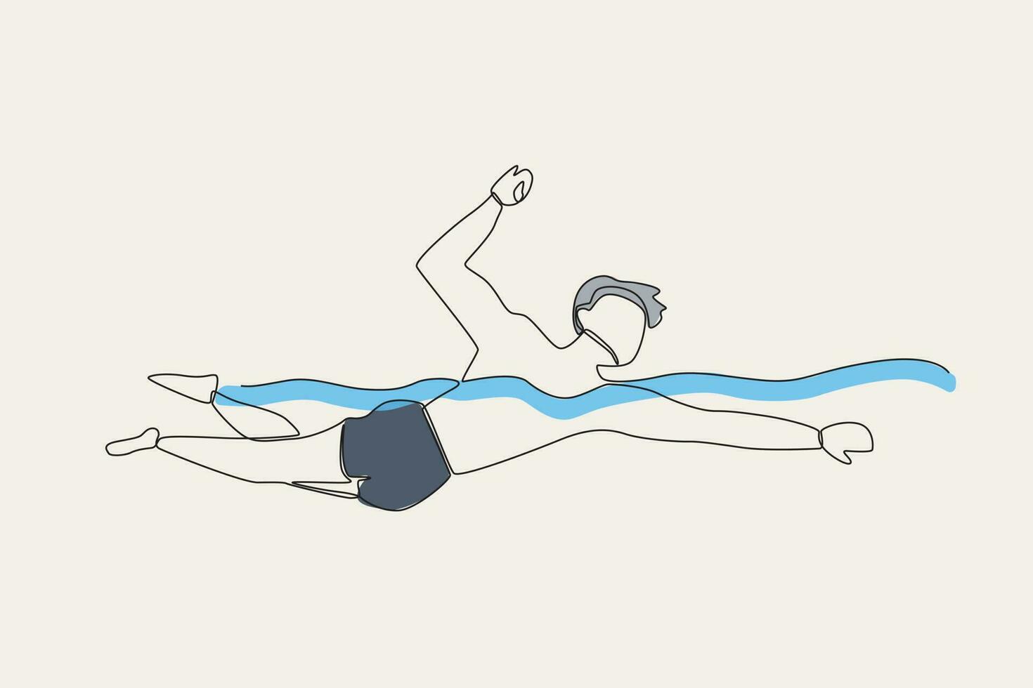 Color illustration of a man swimming freestyle vector