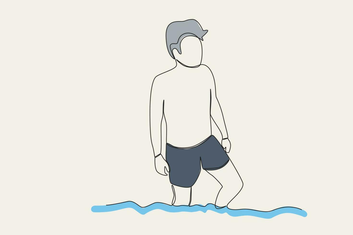 Color illustration of a boy finishing swimming vector