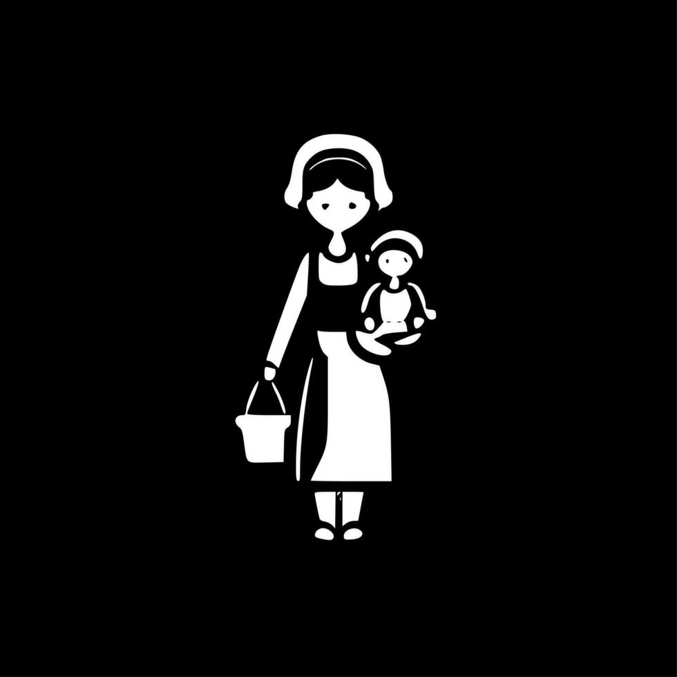 Nursing, Black and White Vector illustration