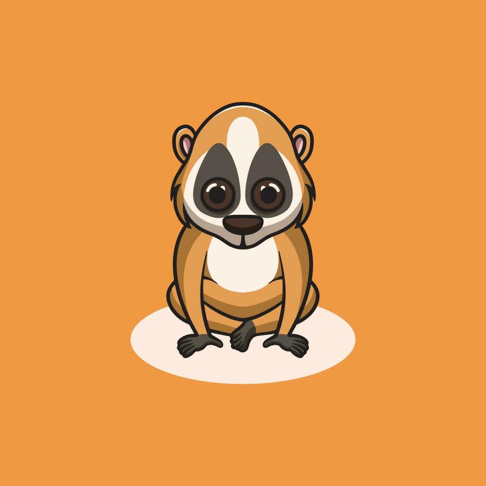 cute slow loris do nothing cartoon illustration vector