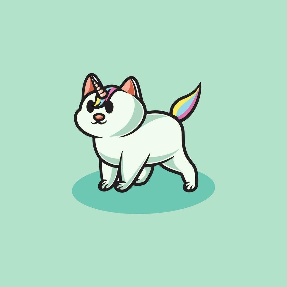cute unicorn cat smiling cartoon illustration vector