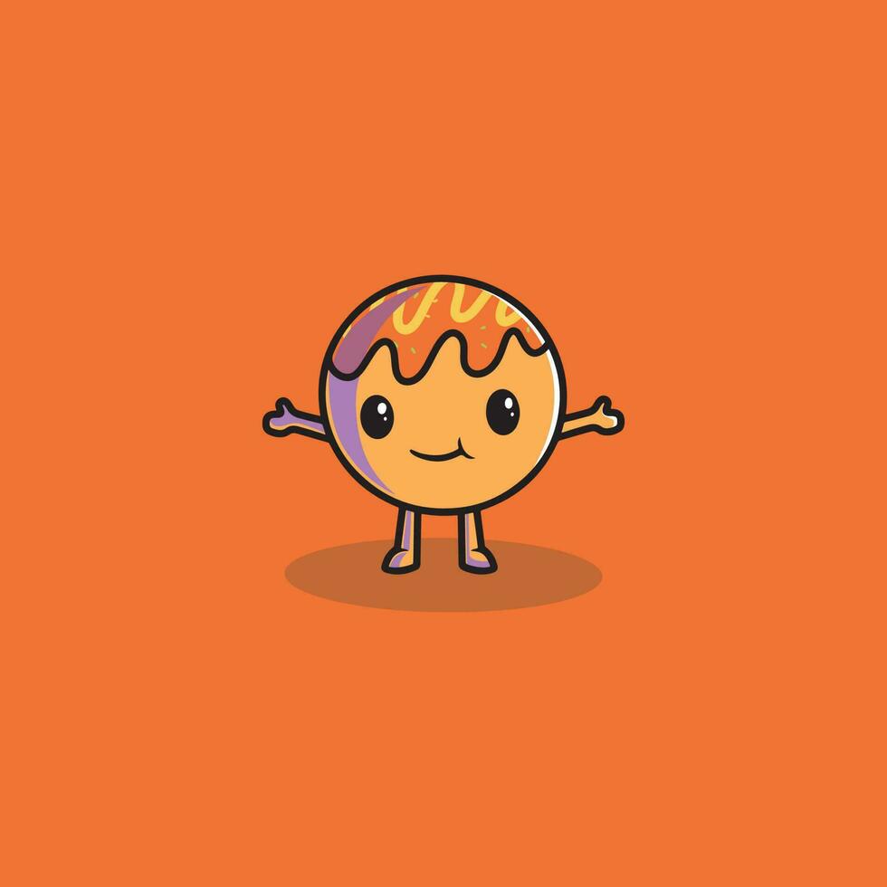 linda sonriente takoyaki dibujos animados ilustración vector