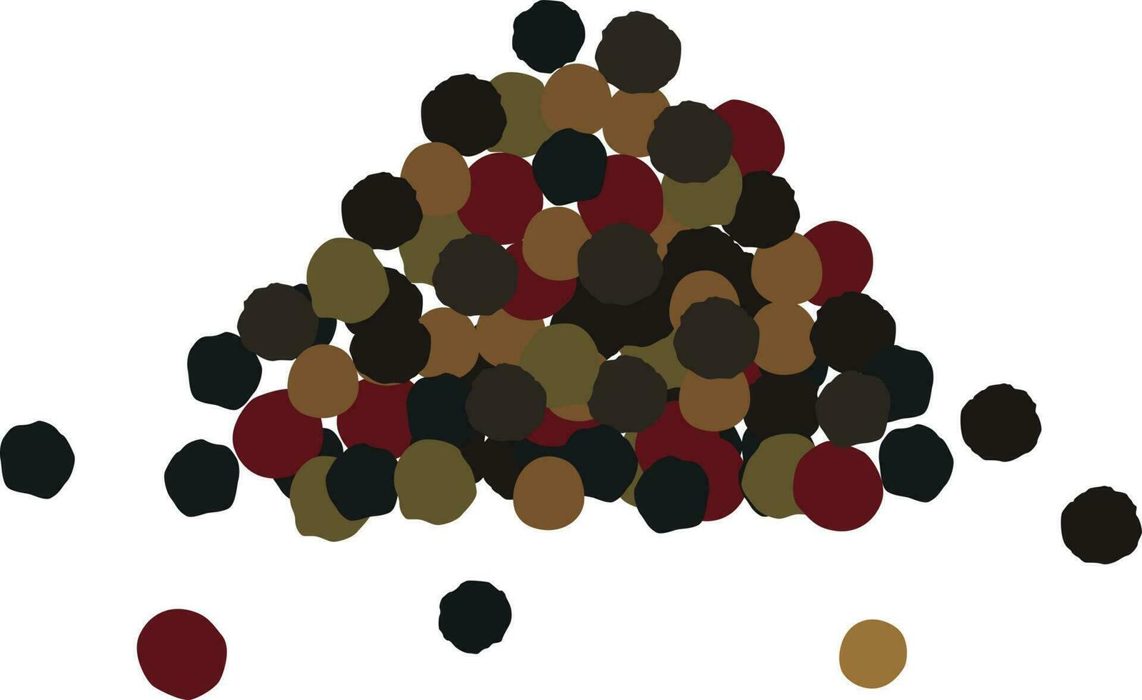 Heap spices. Pepper mixture. Black, red and white pepper vector