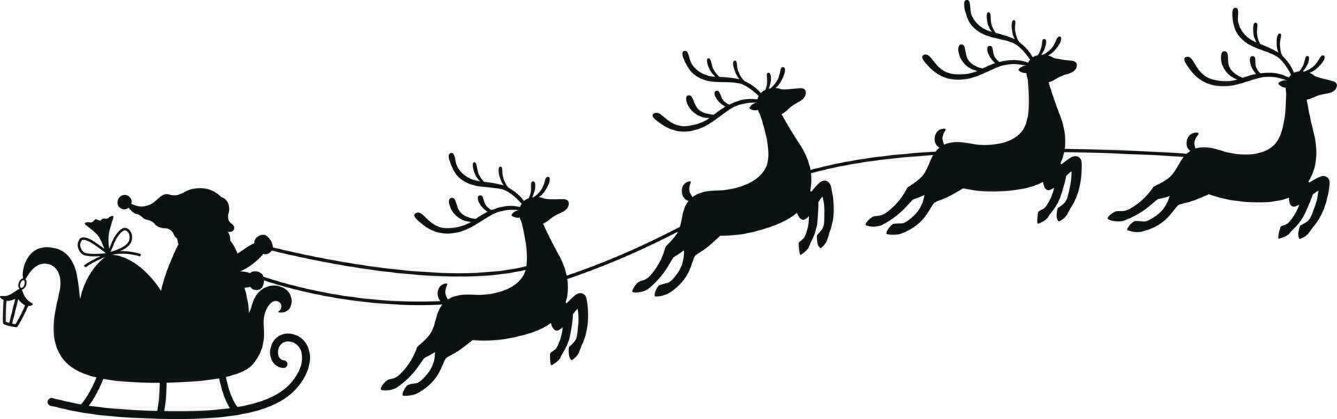 Santa is flying in a sleigh with reindeer vector