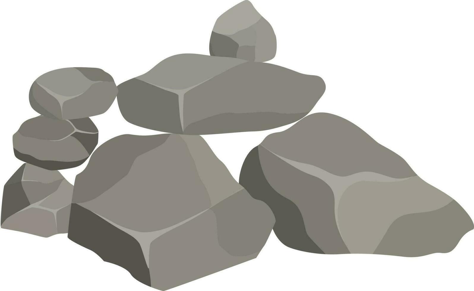 A pile of gray granite stones of various shapes. vector