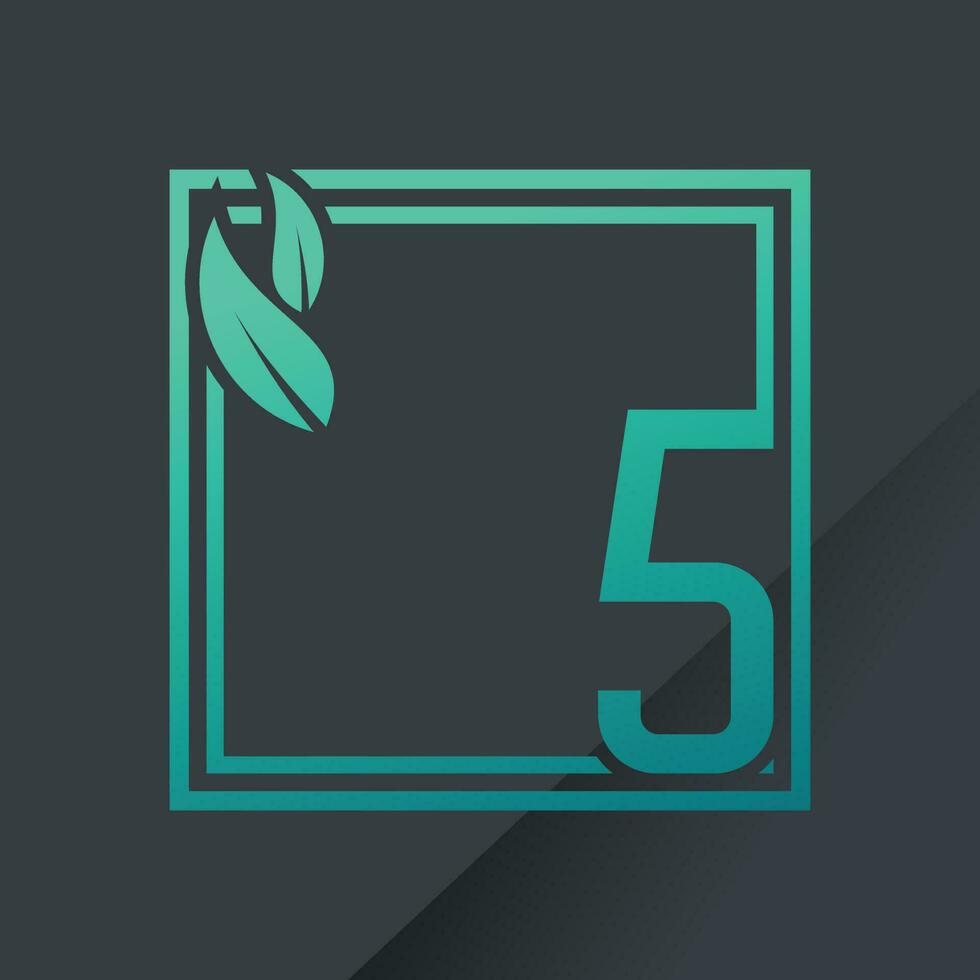 Number logo design vector with nature style