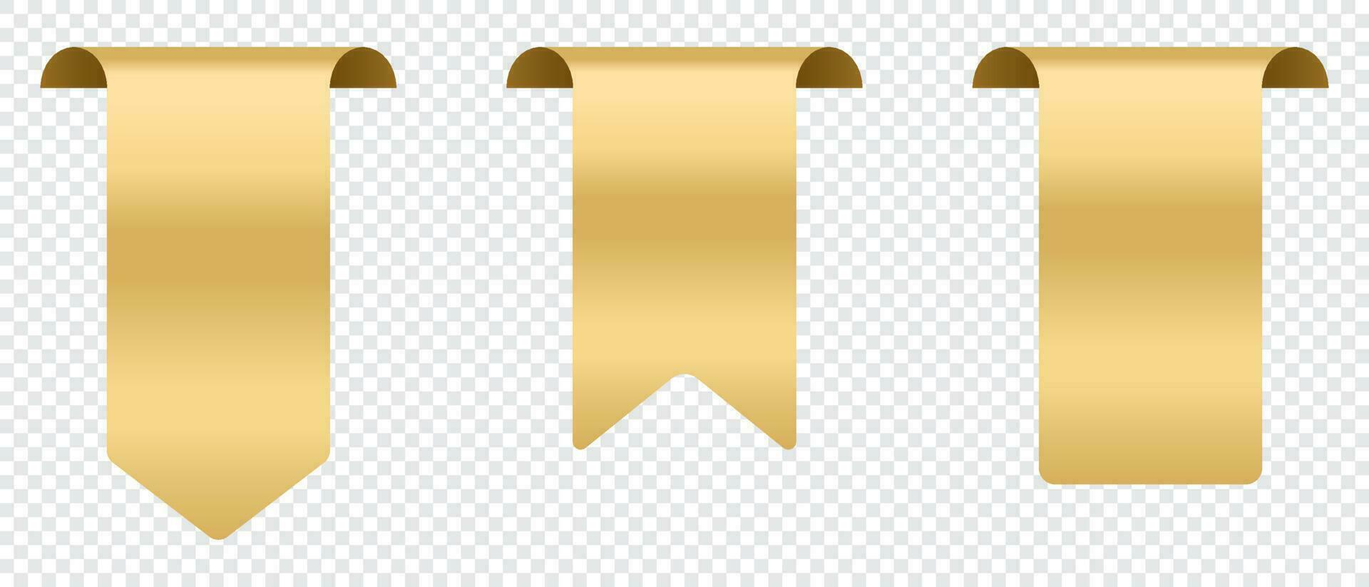 Sale and new label collection set. Gold ribbons banner. Glossy silky ribbon. Set of ribbon. Shopping tags. Sale icons. Vector illustration