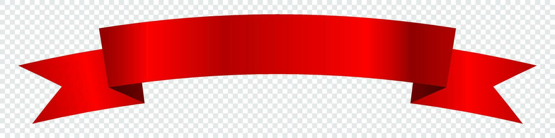 Silk red ribbon or label. Banner symbol. Wave banner elements. Vector illustration