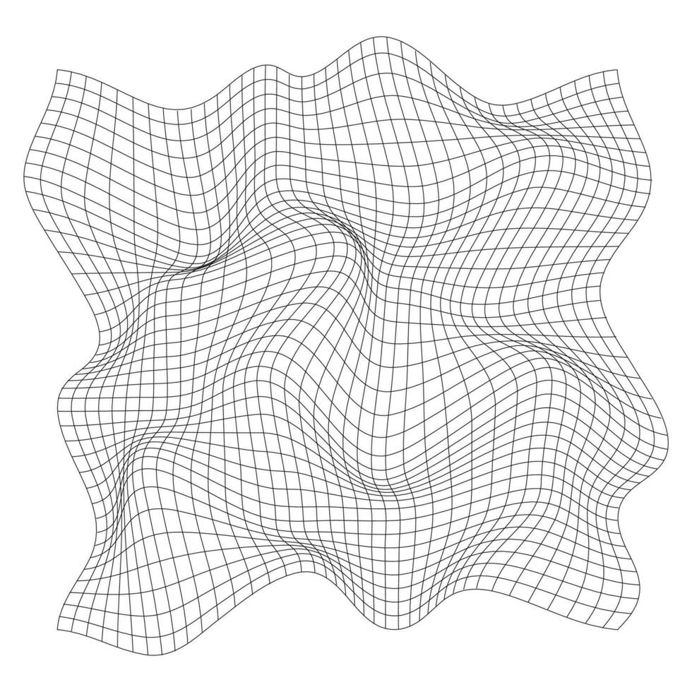 distorsionado cuadrado red. estructura metálica ola geometría red. deformado malla textura. curvo malla elementos. vector ilustración