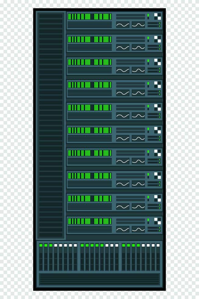 Server rack. Server room data center. Network server isolated. Server in flat design. Vector illustration