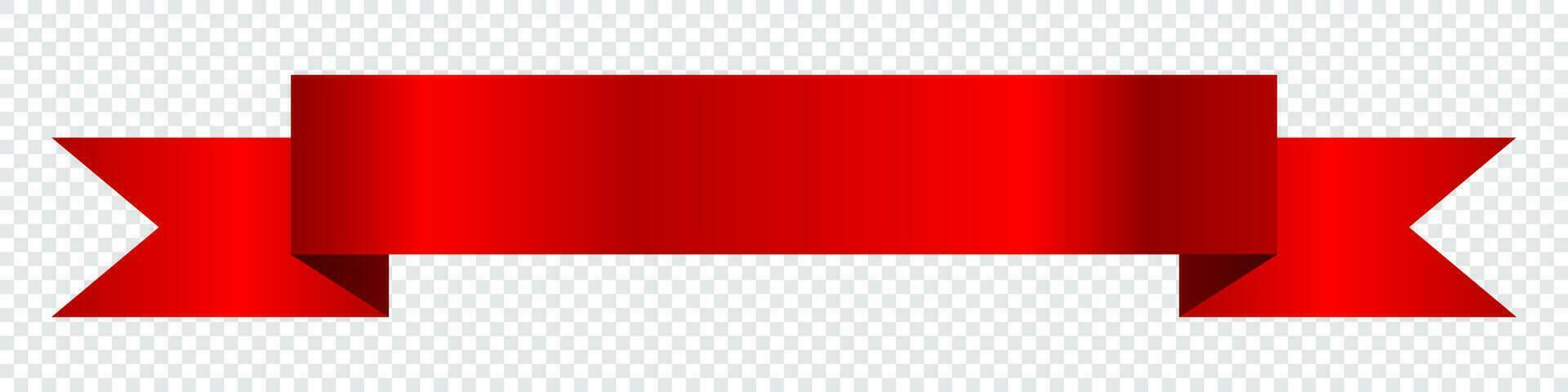 Silk red ribbon or label. Banner symbol. Wave banner elements. Vector illustration