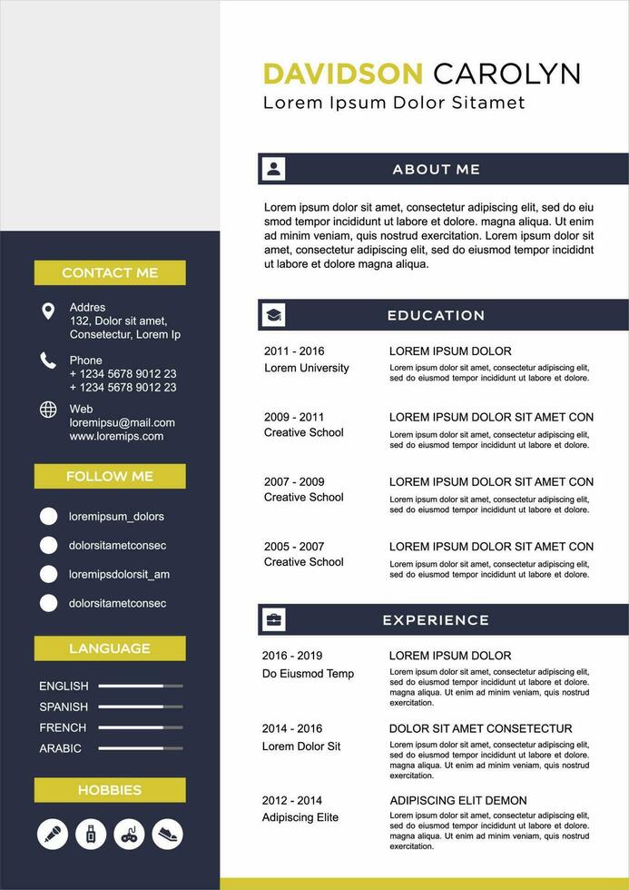 professional curriculum vitae template vector
