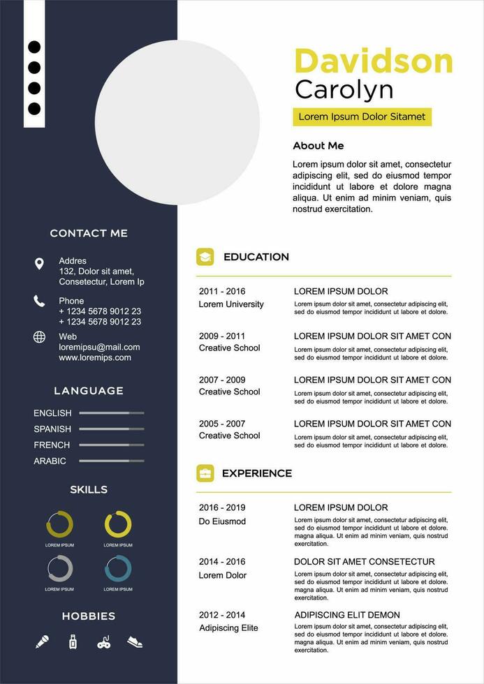 professional curriculum vitae template vector