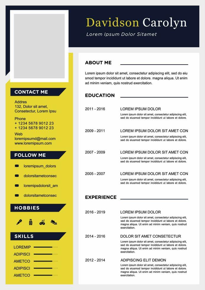 professional curriculum vitae template vector