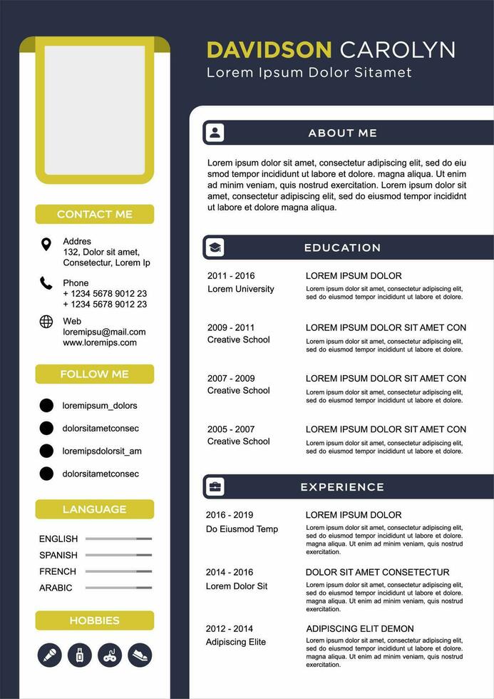 professional curriculum vitae template vector