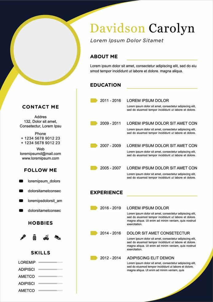 professional curriculum vitae template vector