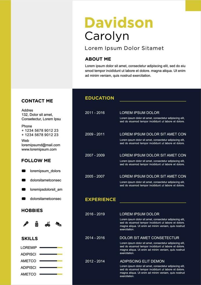 professional curriculum vitae template vector