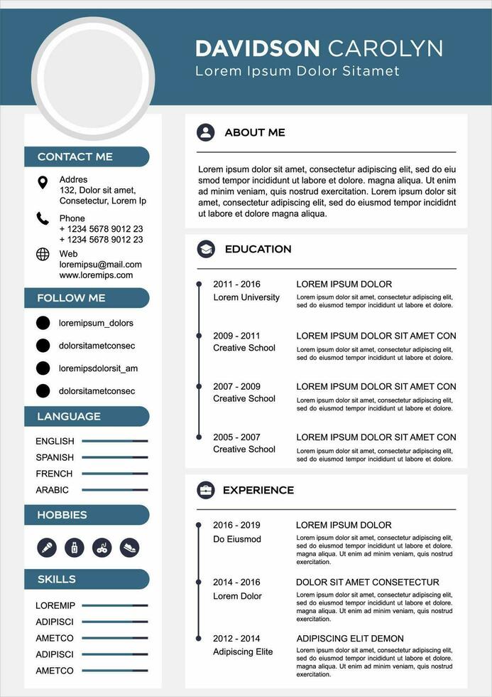 professional curriculum vitae template vector