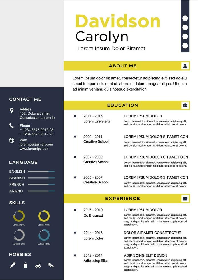 professional curriculum vitae template vector