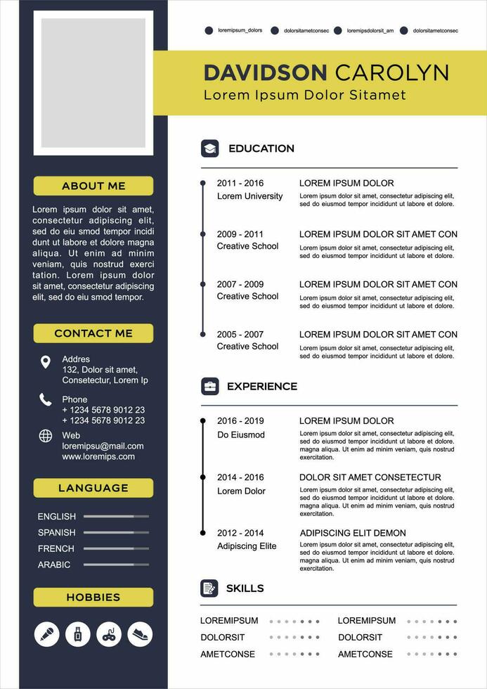 profesional plan de estudios vitae modelo vector