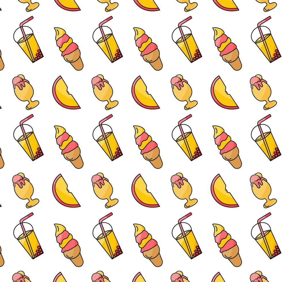 cocktail alcoholic ice cream melon fruit pattern vector
