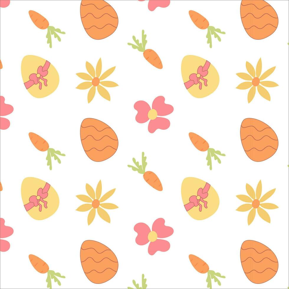 easter carrot flower eggs pattern Vector design