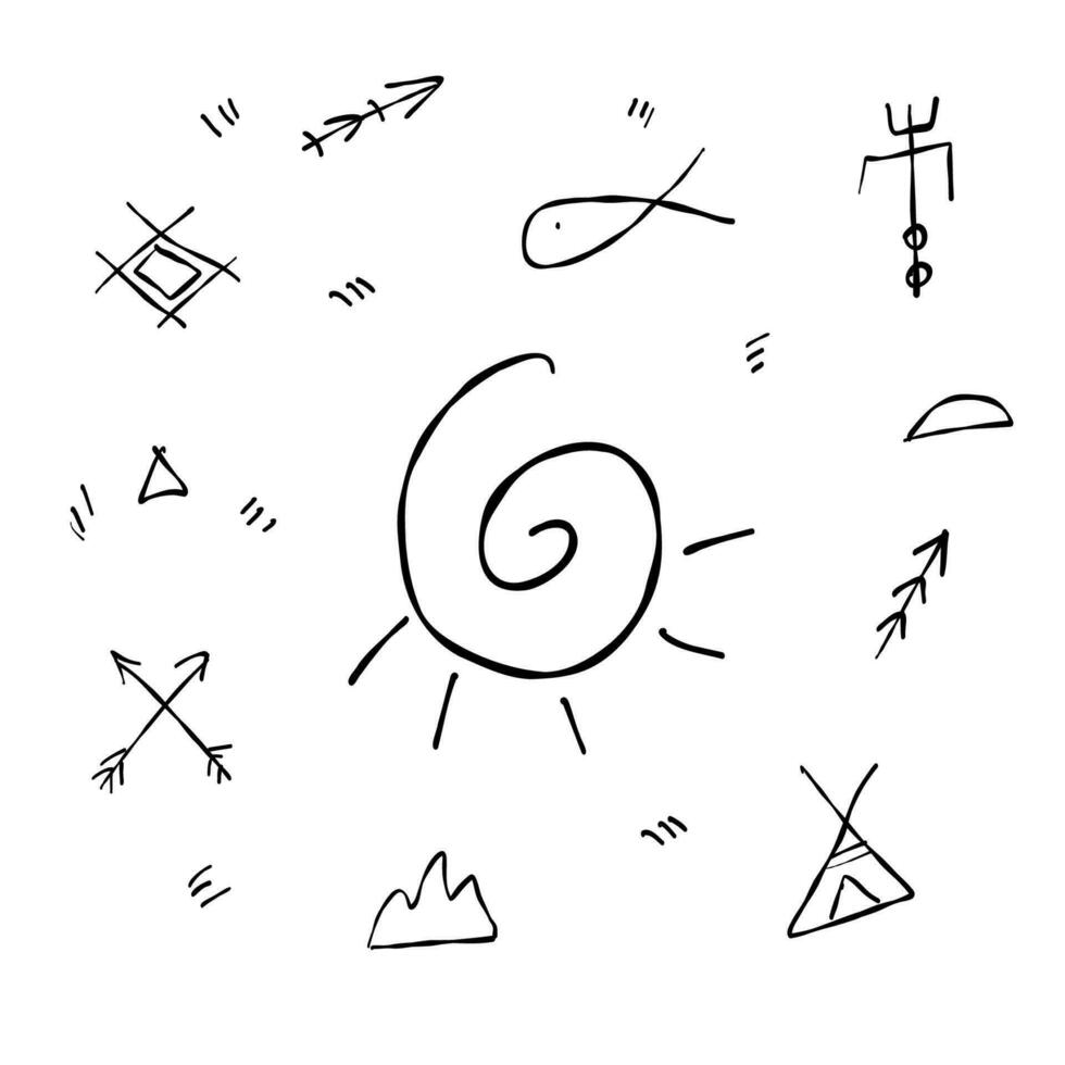 boho elements arrows icons signs symbols doodle vector