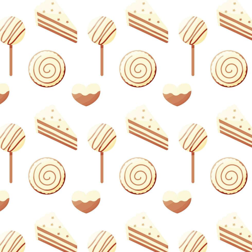 cake pops donut coffee candy chocolate pattern vector