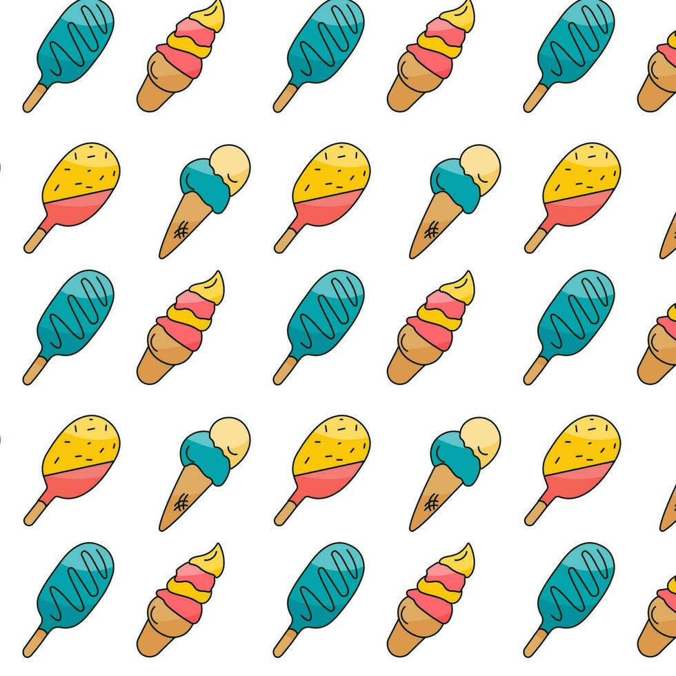ice cream summer heat heat colored pattern vector