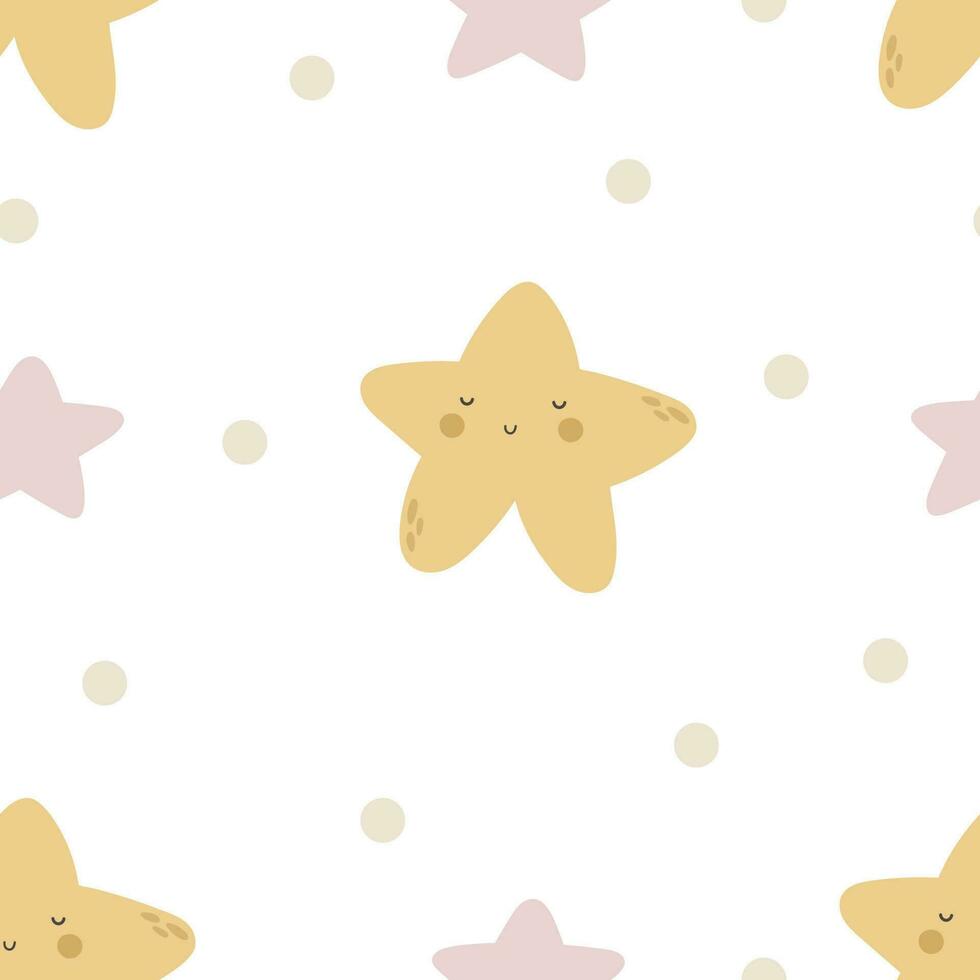 seamless pattern with cartoon stars. Colorful vector flat style for kids. Space. hand drawing. baby design for fabric, print, wrapper, textile