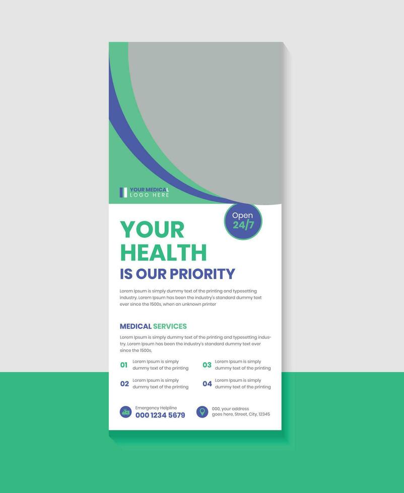 Medical Health Care rack card or DL Flyer or banner layout vector