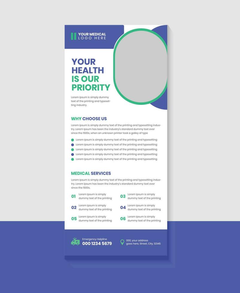 Medical Health Care rack card or DL Flyer or banner layout vector