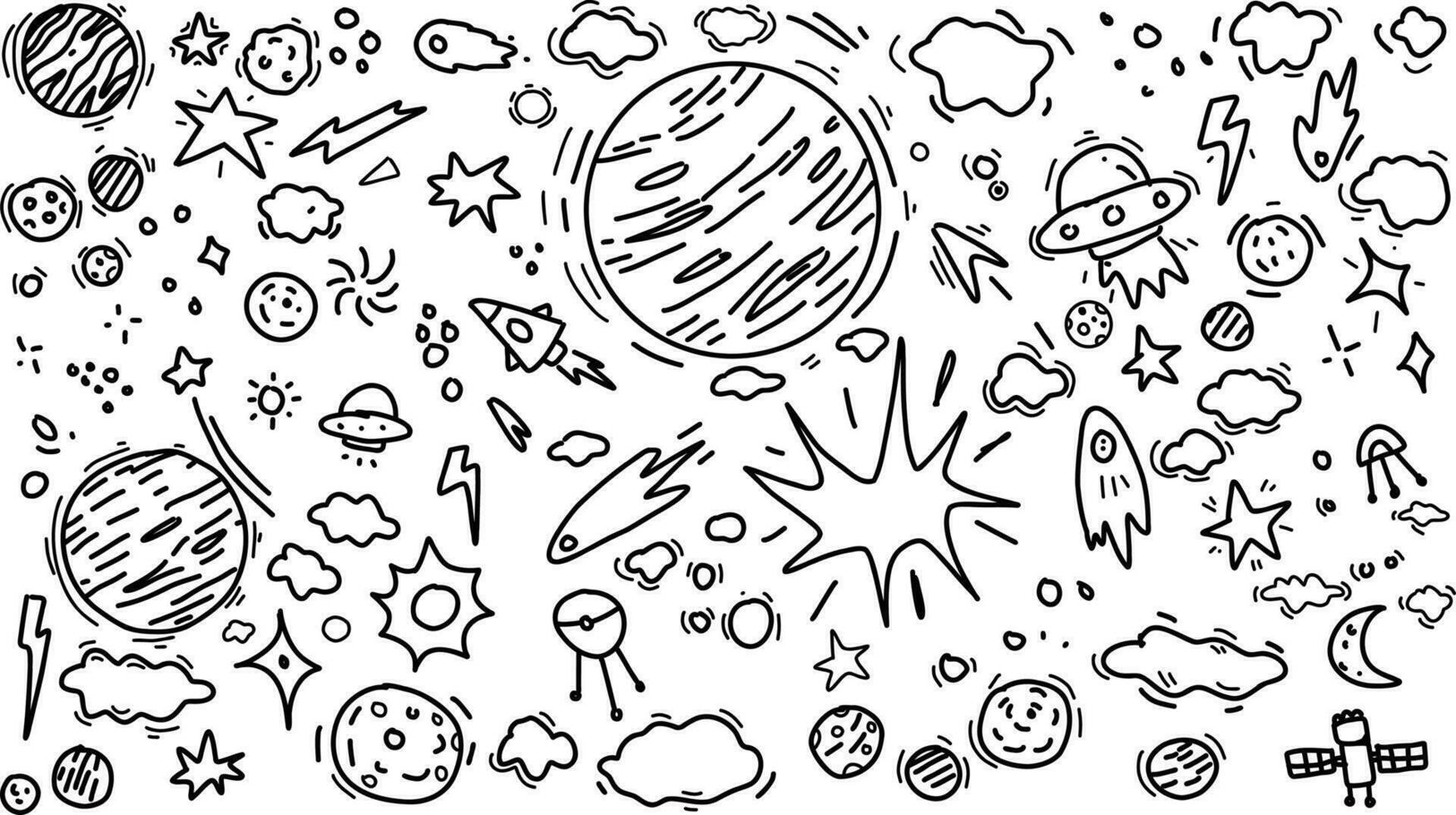 Space crowd doodle hand drawn vector