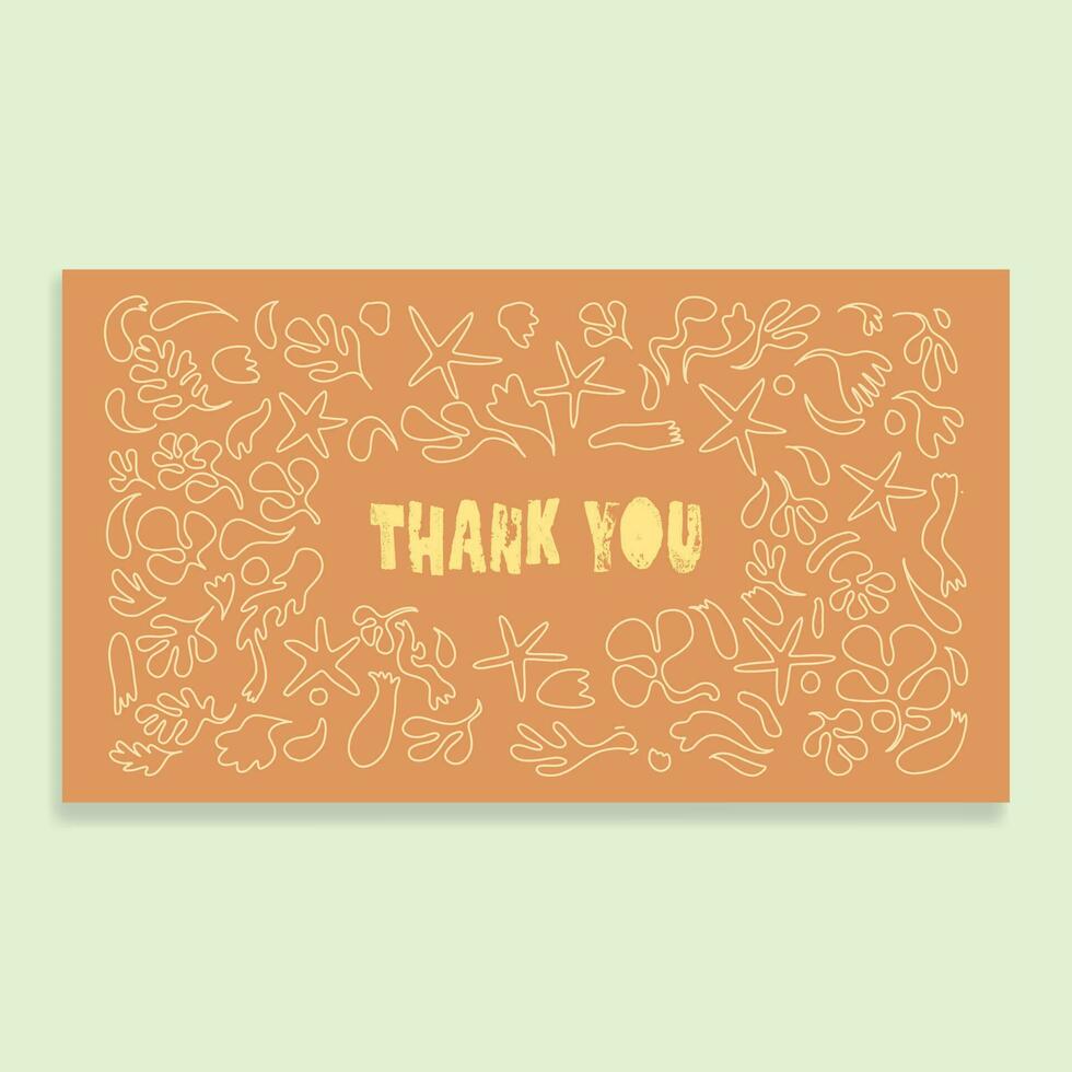 Thanks card with underwater life doodle hand drawn vector