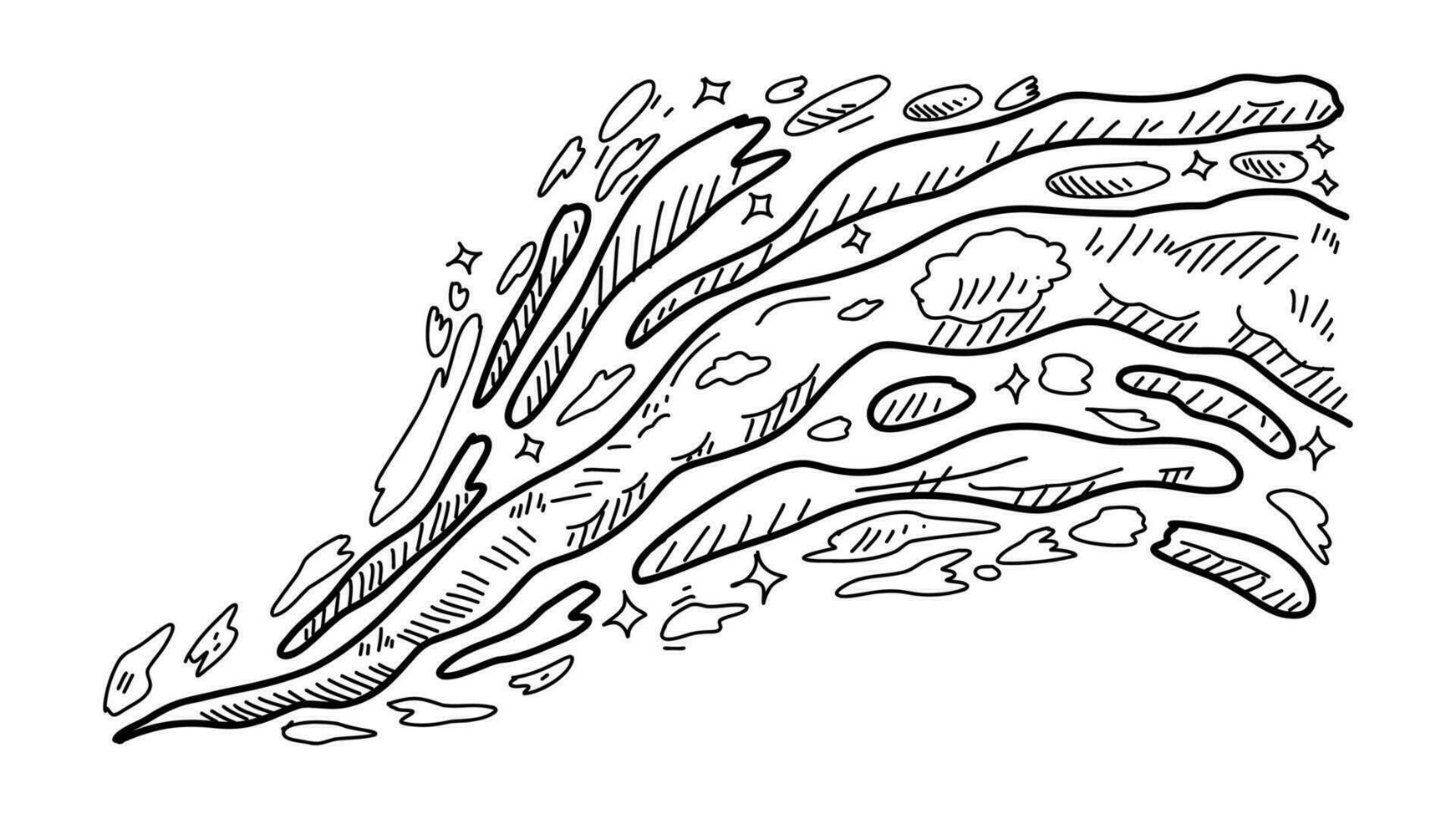 Smoke doodle hand drawing line art vector