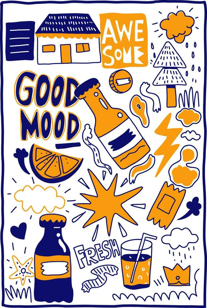 Doodle hand drawn good mood vector