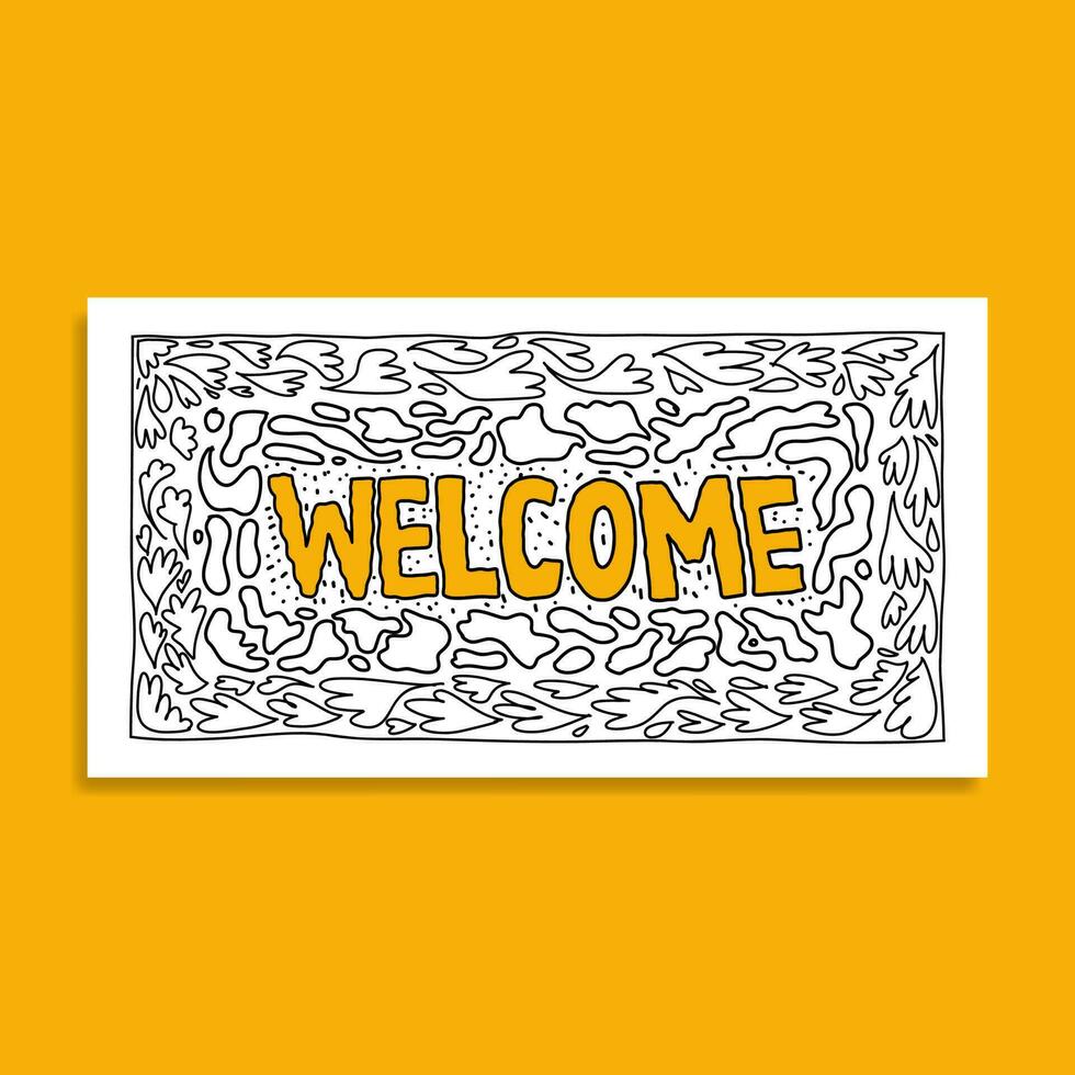 Welcome doodle hand drawn abstract line art vector