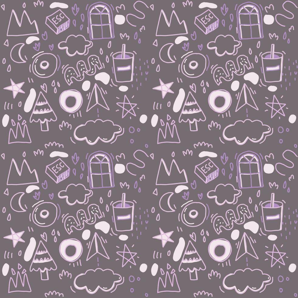 Vector organic seamless abstract background  botanical motif  freehand doodles